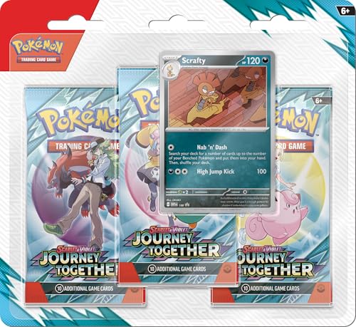 Pokémon TCG: Scarlet & Violet—Journey Together 3-Pack Blister – Scrafty (3 Booster Packs & 1 Foil Promo Card)