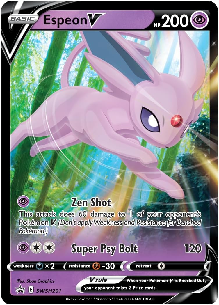 Pokémon TCG: V Heroes Tin Espeon (1 Foil Card & 4 various Sword & Shield booster packs)