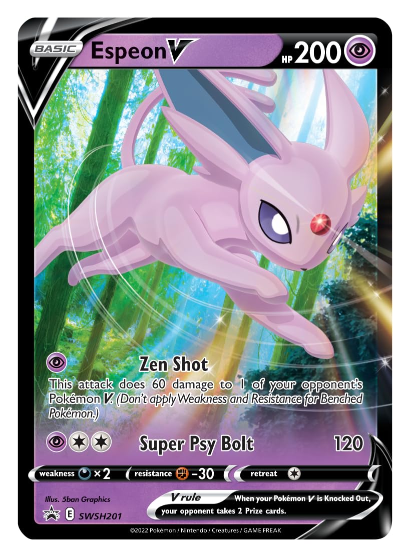 Pokémon TCG: V Heroes Tin Espeon (1 Foil Card & 4 various Sword & Shield booster packs)