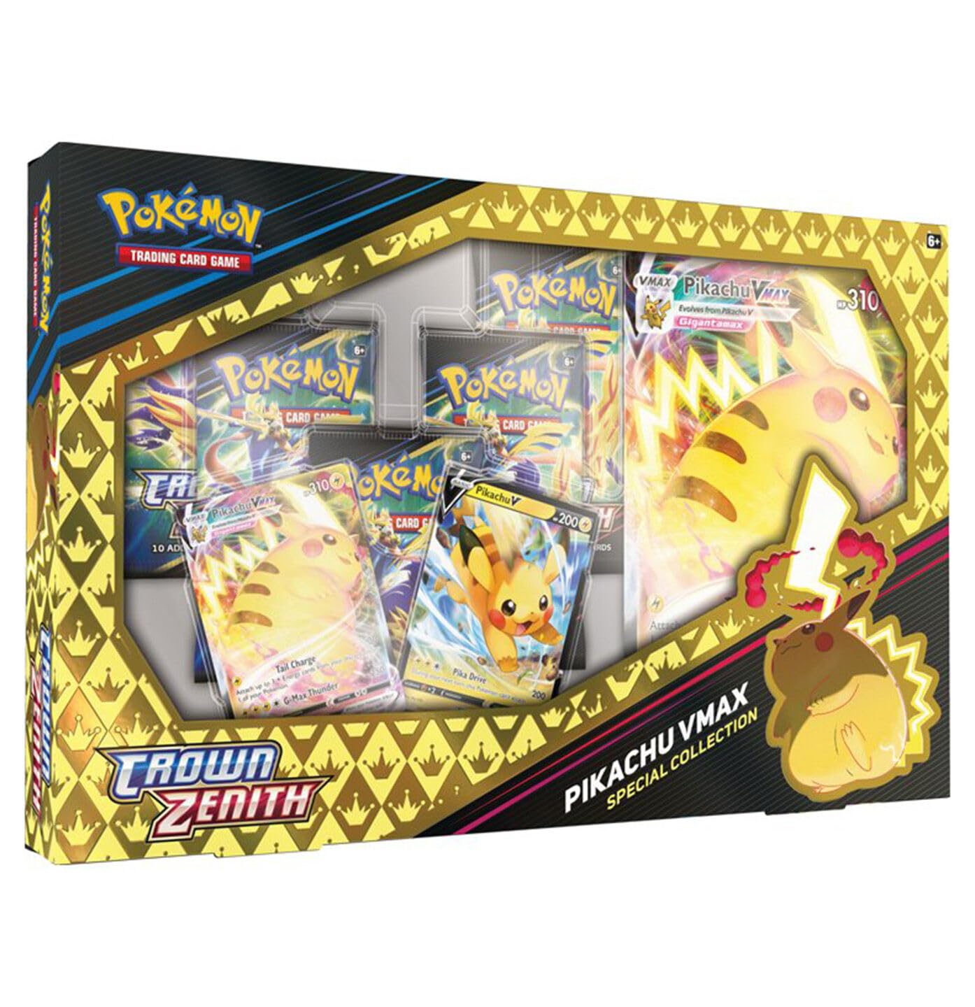 Pokemon TCG: Crown Zenith Special Collection - Pikachu VMAX (2 Etched Foil Promo Cards, 1 Foil Oversize Card & 5 Booster Packs) Multicolor