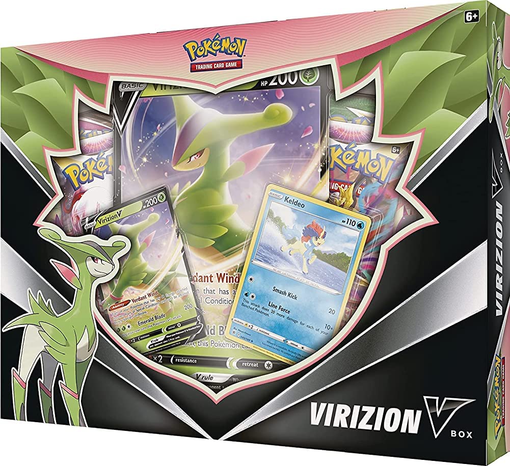 Pokemon TCG Virizion V Box Premium Collection (contains 4 Sword & Shield Boosters including Lost Origin)