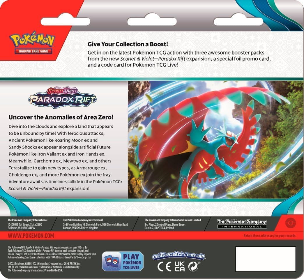 Pokemon Scarlet & Violet - Paradox Rift 3 Pack Blister Featuring Arctibax OR Cetitan, White