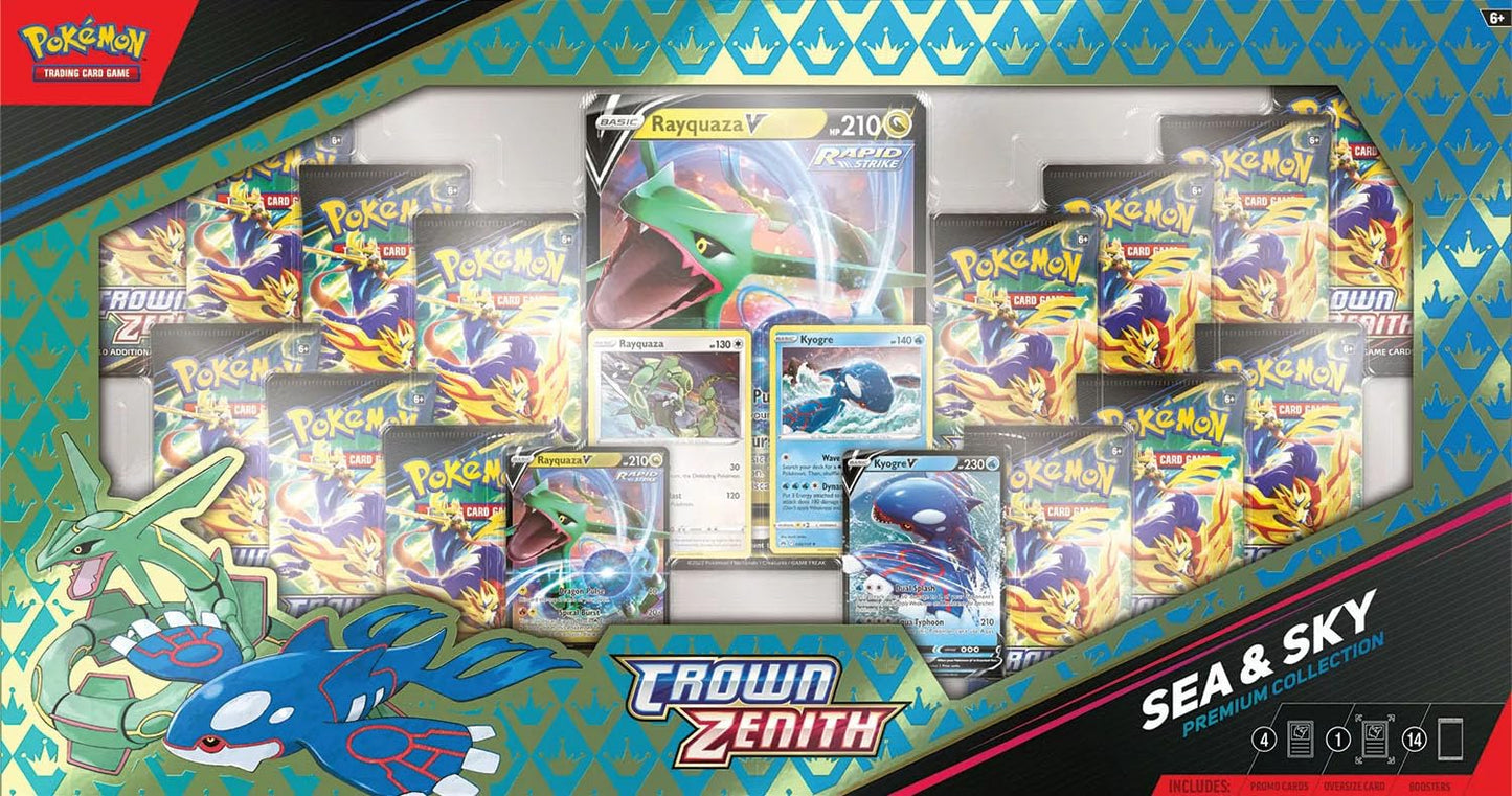 Pokemon TCG: Sword & Shield Crown Zenith Sea & Sky Premium Collection, Trading Card Game for Boys and Girls 6+, 14 Booster Packs of Crown Zenith
