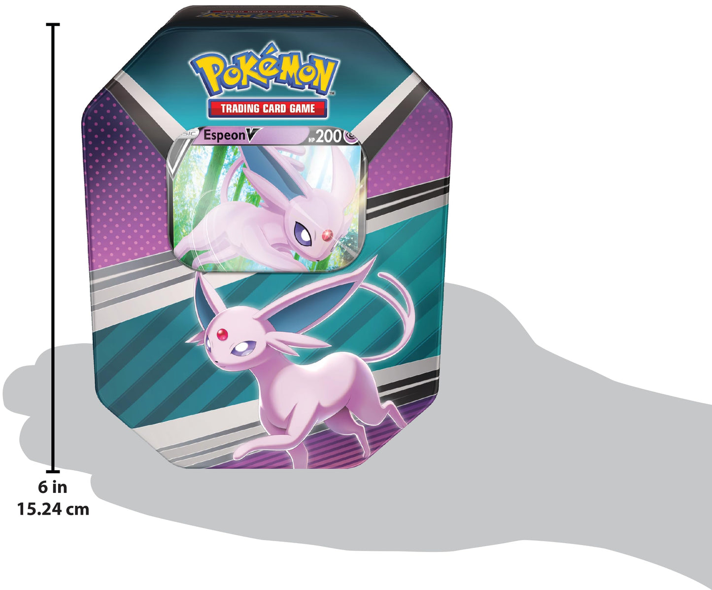 Pokémon TCG: V Heroes Tin Espeon (1 Foil Card & 4 various Sword & Shield booster packs)