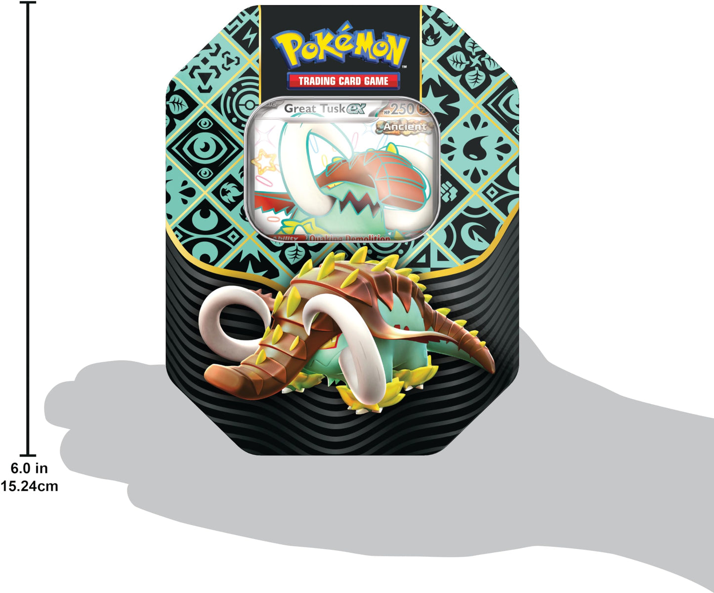 Pokémonémon Pokémon Trading Card Game Scarlet & Violet 04.5 Paldean Fates ex Tin Great Tusk, Green