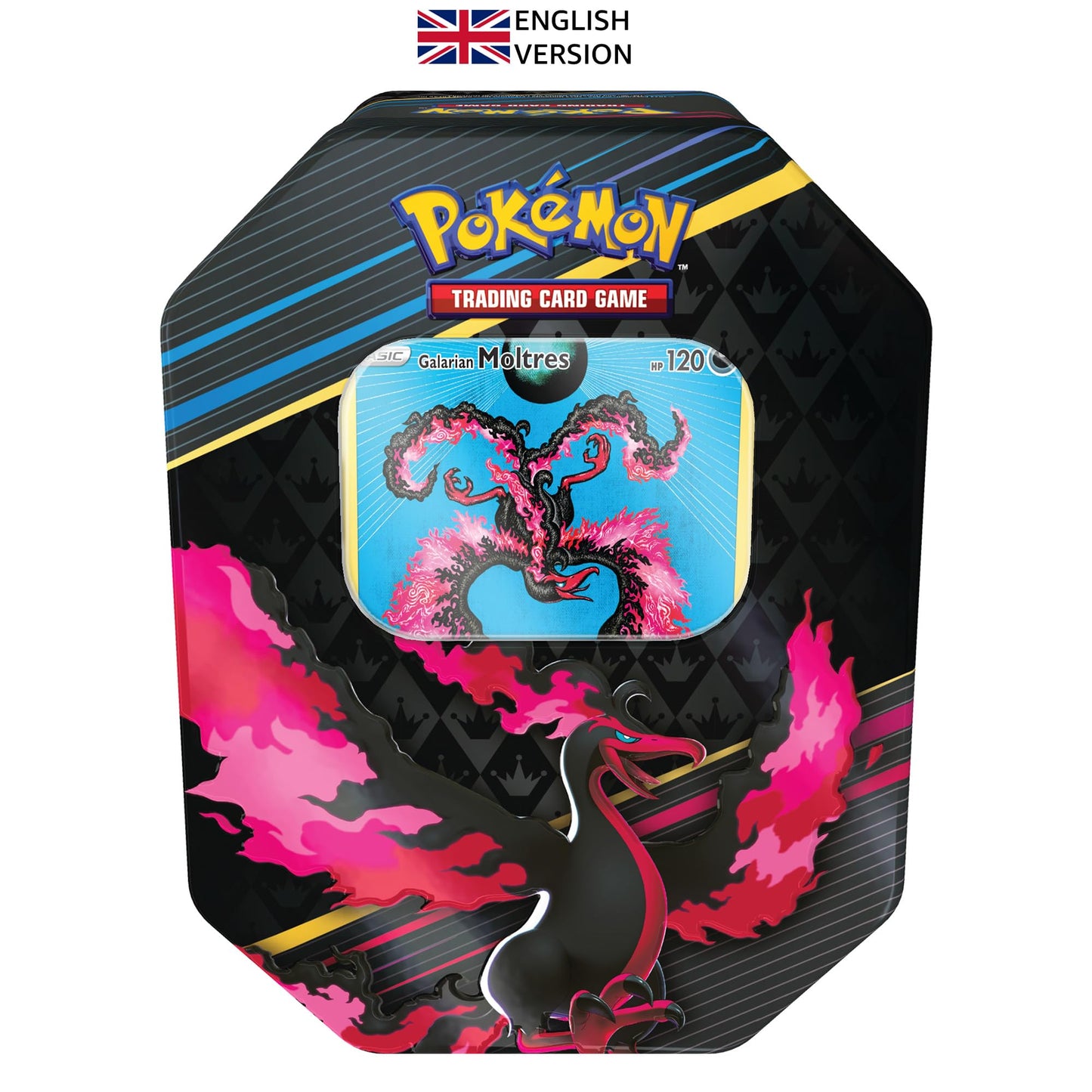 Crown Zenith - Galarian Moltres Tin (1 Promo & 4 Crown Zenith booster packs)