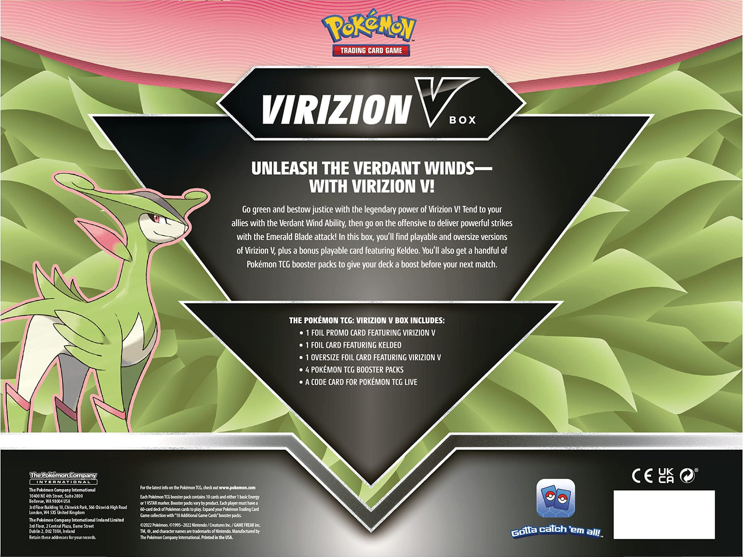Pokemon TCG Virizion V Box Premium Collection (contains 4 Sword & Shield Boosters including Lost Origin)