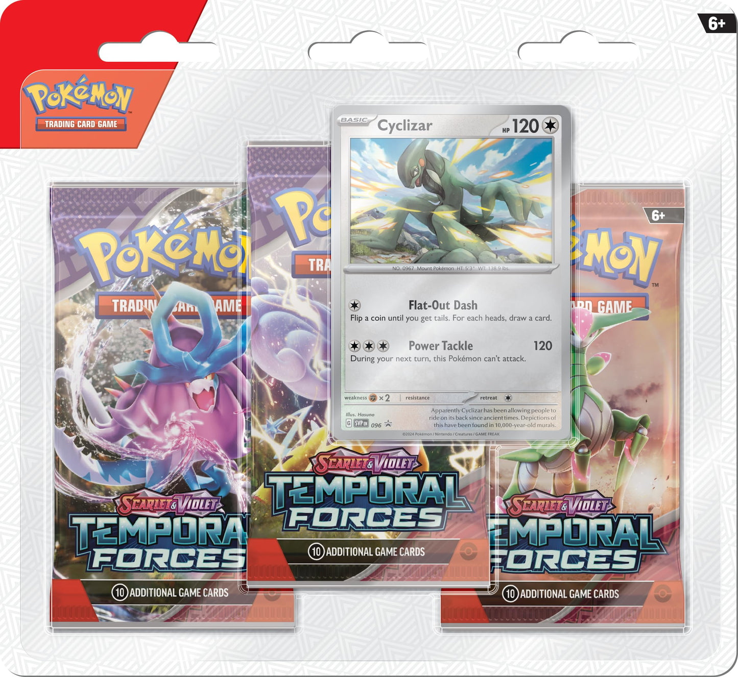 Pokemon TCG: Scarlet & Violet - Temporal Forces Triple Pack - Cyclizar (3 Booster Packs & 1 Foil Promo Card)