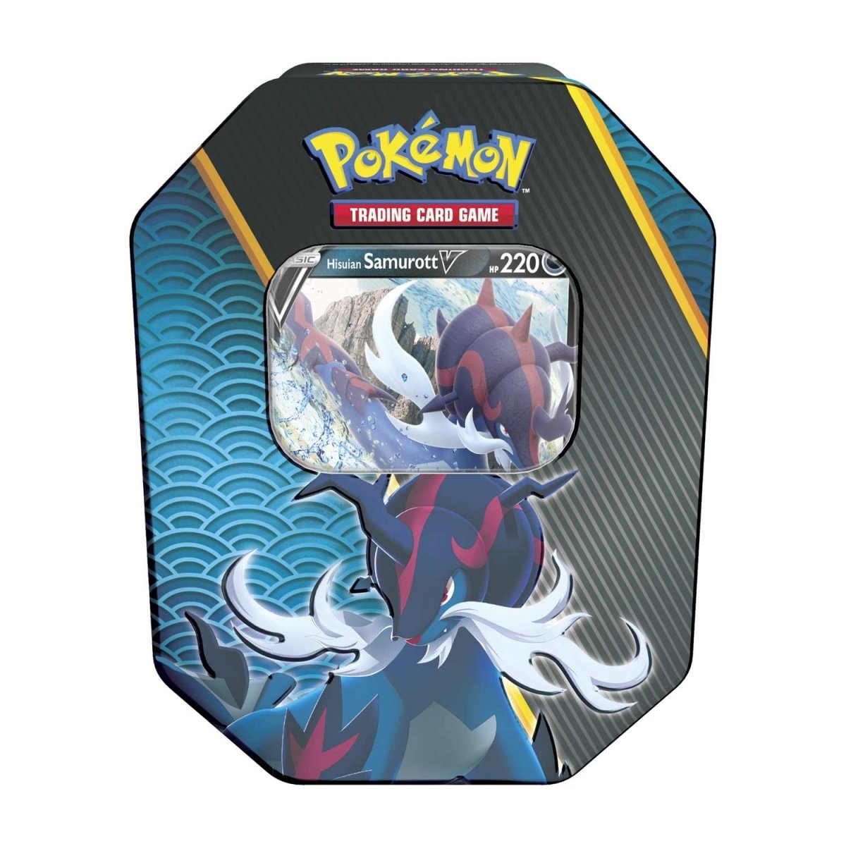 TCG: Divergent Powers Tin - Hisuian Samurott V (1 Foil Card & 4 various Sword & Shield booster packs)