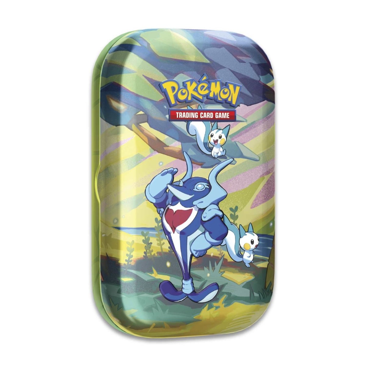 Pokemon TCG: Vibrant Paldea Mini Tin - Palafin & Pachirisu (2 Booster Packs, 1 Sticker Sheet)