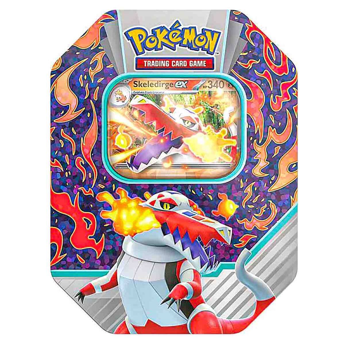 Pokemon TCG: Paldea Partners Tin - Skeledirge ex (1 Foil Promo Card & 4 Booster Packs)