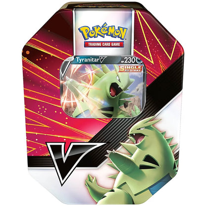 Pokemon | V Strikers Tin (Tyranitar V / Empoleon V) (One at Random) | Card Game | Ages 6+ | 2 Players | 10+ Minutes Playing Time