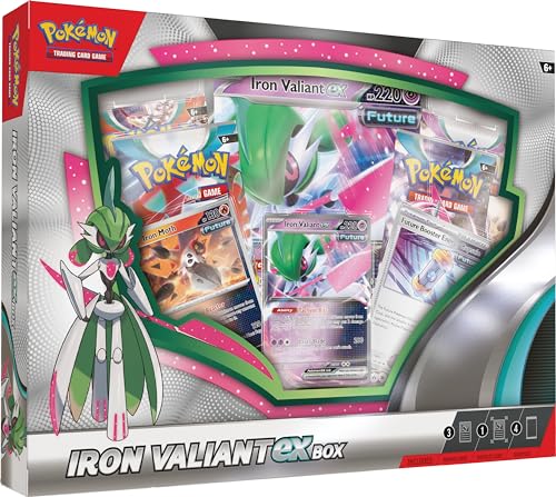 Pokemon TCG: Iron Valiant ex Box (1 Foil Promo Card, 1 Oversize Foil Card & 4 Booster Packs)