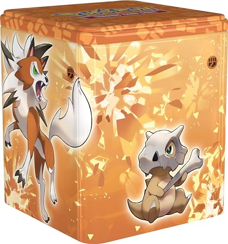 Pokemon TCG: Fighting Stacking Tin - Lycanroc (3 booster packs & coin)