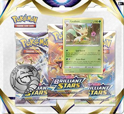 Pokemon TCG: Sword & Shield - Brilliant Stars Triple Pack (3 Boosters & Leafeon or Glaceon Foil Promo Card)