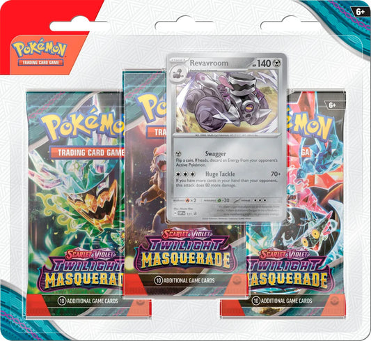 Pokémon TCG: Scarlet & Violet—Twilight Masquerade 3-Pack Blister: Revavroom (3 Booster Packs & 1 Foil Promo Card)