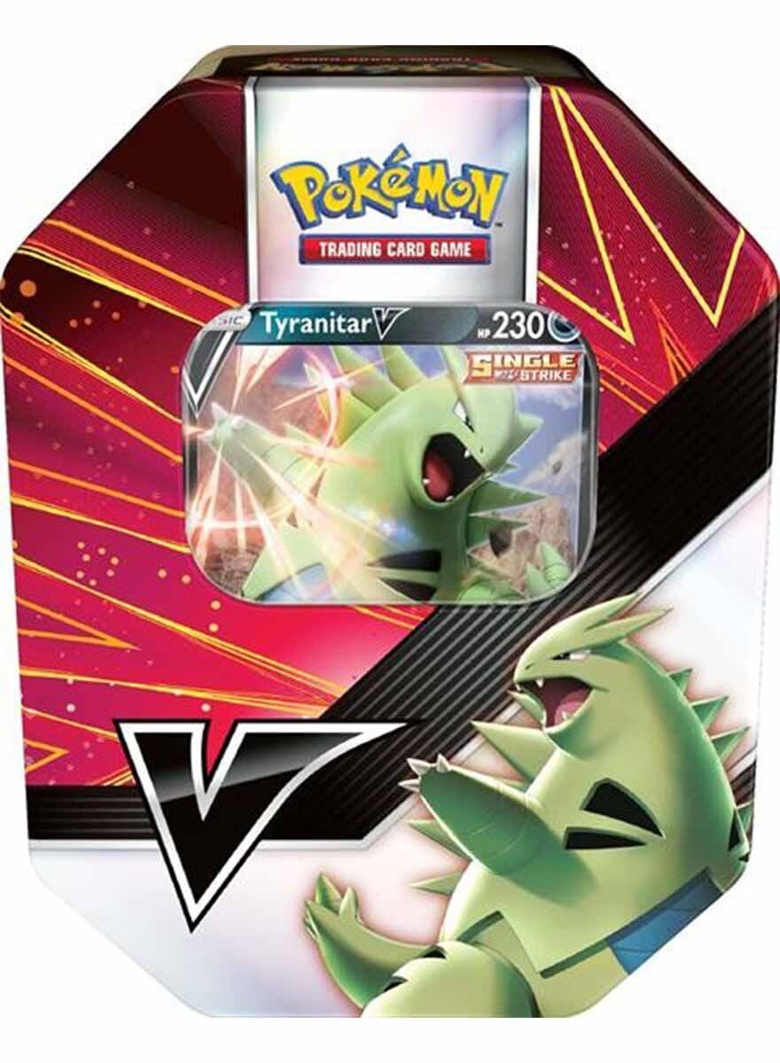 Pokemon | V Strikers Tin (Tyranitar V / Empoleon V) (One at Random) | Card Game | Ages 6+ | 2 Players | 10+ Minutes Playing Time