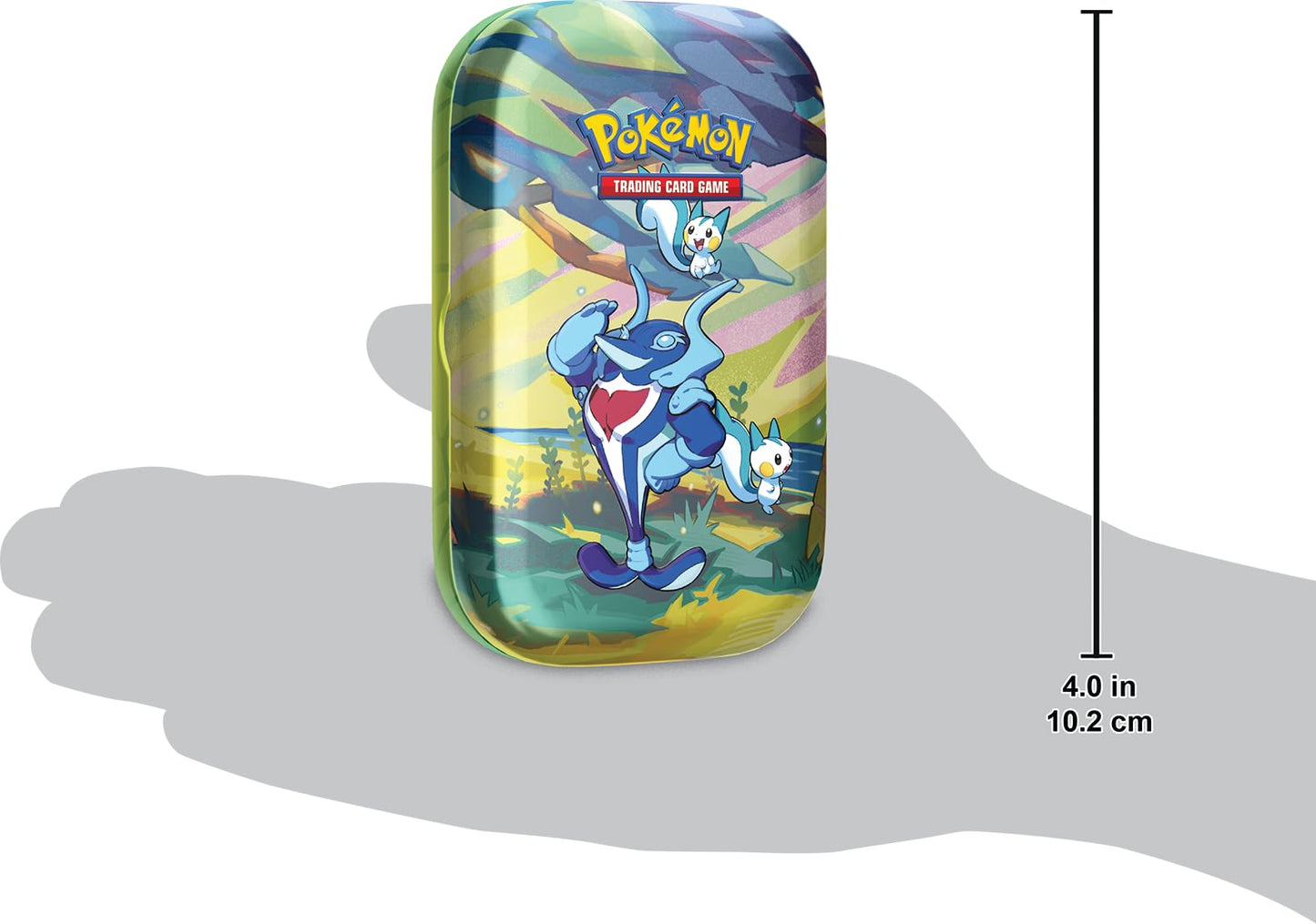 Pokémon TCG: Vibrant Paldea Mini Tin – Palafin & Pachirisu (2 Booster Packs, 1 Sticker Sheet)