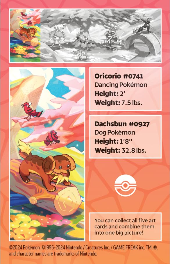 Pokémon TCG: Vibrant Paldea Mini Tin – Dachsbun & Oricorio (2 Booster Packs, 1 Sticker Sheet)