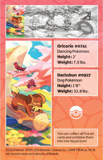 Pokémon TCG: Vibrant Paldea Mini Tin – Dachsbun & Oricorio (2 Booster Packs, 1 Sticker Sheet)