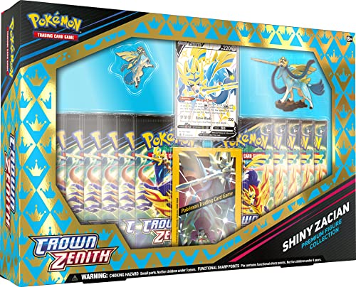 Pokemon TCG: Crown Zenith Premium Figure Collection  -  Shiny Zacian (1 Foil Promo Card, 1 Sculpted Figure & 11 Booster Packs)