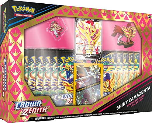 Pokemon TCG: Crown Zenith Premium Figure Collection  -  Shiny Zamazenta (1 Foil Promo Card, 1 Sculpted Figure & 11 Booster Packs)