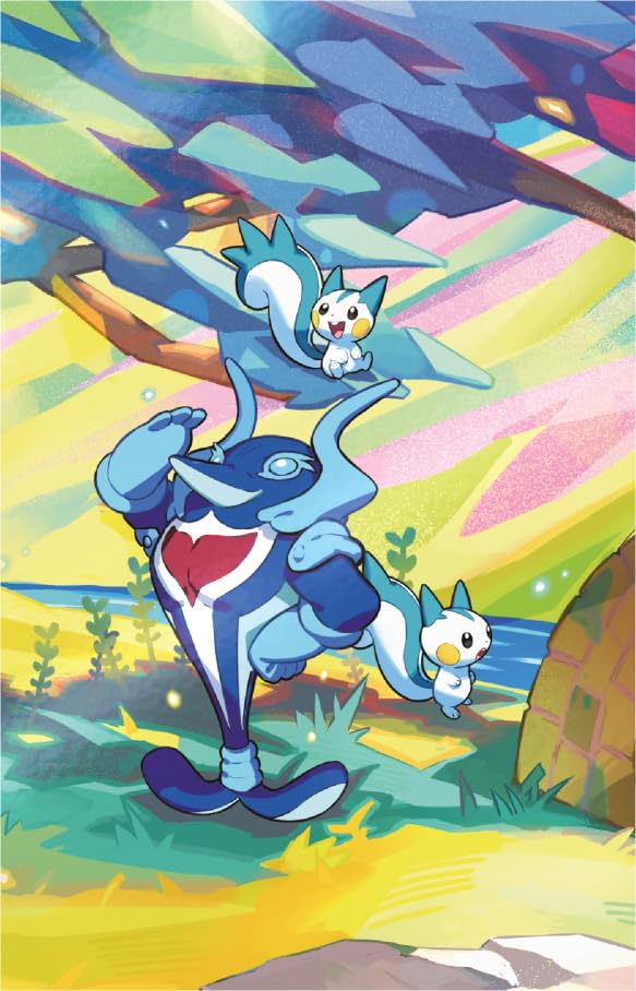 Pokémon TCG: Vibrant Paldea Mini Tin – Palafin & Pachirisu (2 Booster Packs, 1 Sticker Sheet)