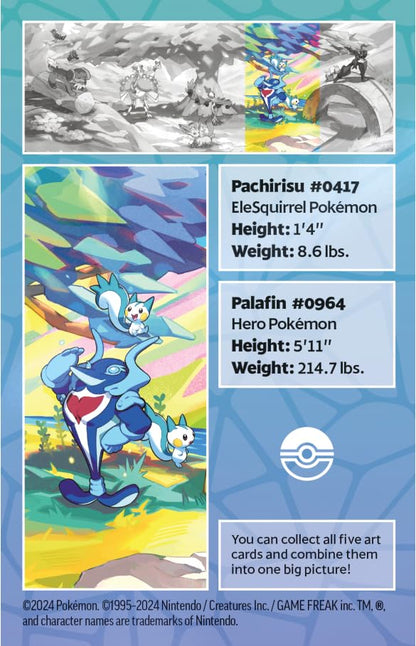 Pokémon TCG: Vibrant Paldea Mini Tin – Palafin & Pachirisu (2 Booster Packs, 1 Sticker Sheet)