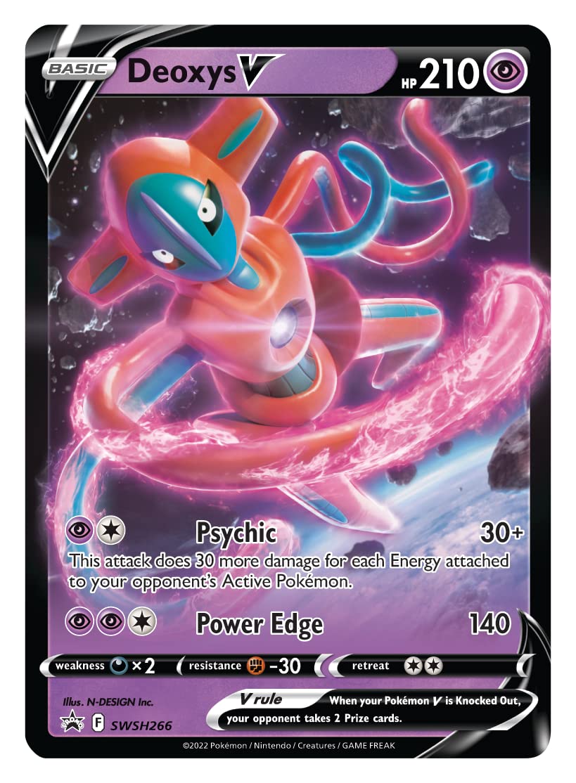 Pokémon TCG: Deoxys VMAX & VSTAR Battle Box (3 Foil Promo Cards, 1 Oversize Foil Card & 4 Booster Packs)