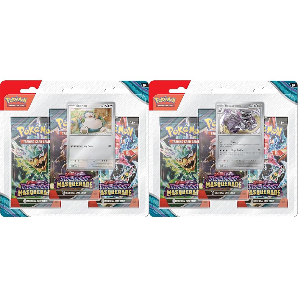 Pokemon TCG: Scarlet & Violet - Twilight Masquerade 3-Pack Blister: Snorlax & TCG: Scarlet & Violet - Twilight Masquerade 3-Pack Blister: Revavroom