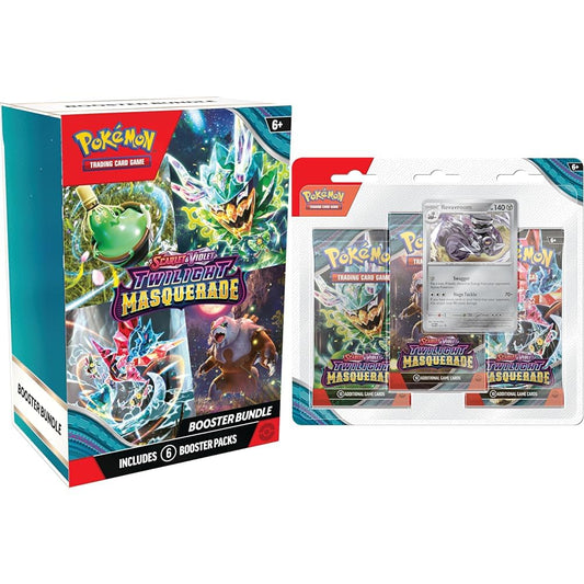 Pokemon TCG: Scarlet & Violet - Twilight Masquerade Booster Bundle (6 Boosters) & TCG: Scarlet & Violet - Twilight Masquerade 3-Pack Blister: Revavroom (3 Booster Packs & 1 Foil Promo Card)