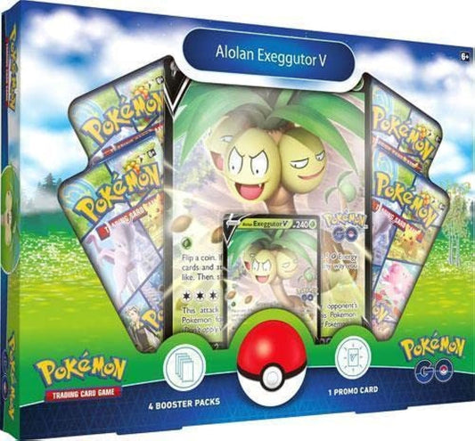 Pokemon GO TCG Trading Card Game: Alolan Exeggutor V Box - 4 Booster Packs + promos!