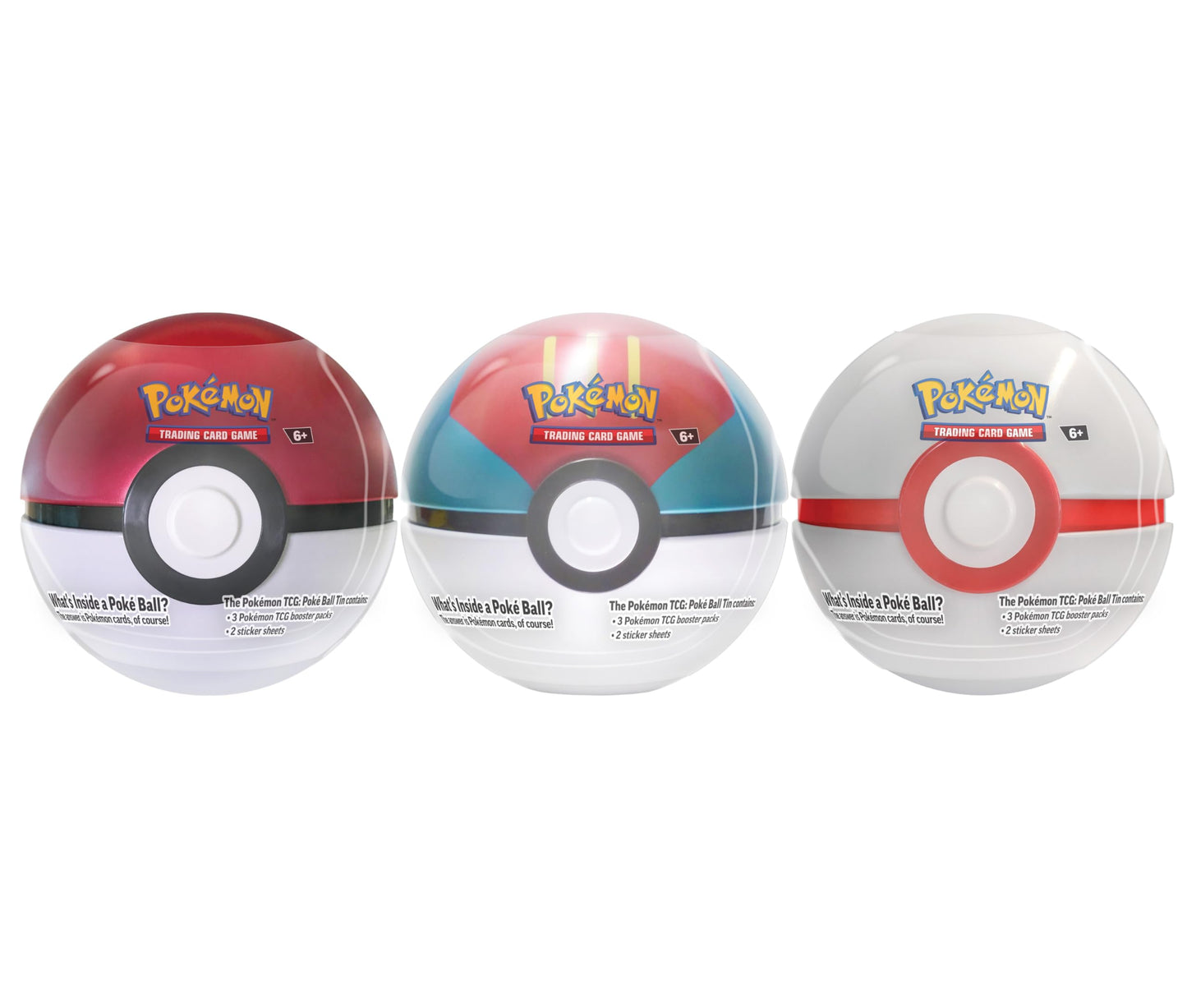 Pokémon TCG: Poké Ball Tin Bundle - Poké Ball, Lure Ball & Premier Ball (9 TCG Booster Packs, 7 Sticker Sheets)