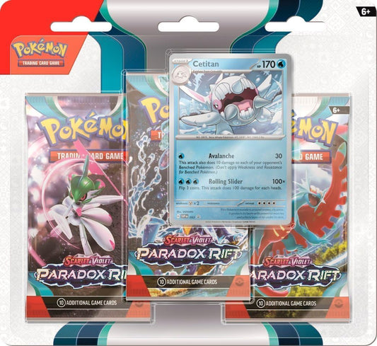 Pokemon Scarlet & Violet - Paradox Rift 3 Pack Blister Featuring Arctibax OR Cetitan, White