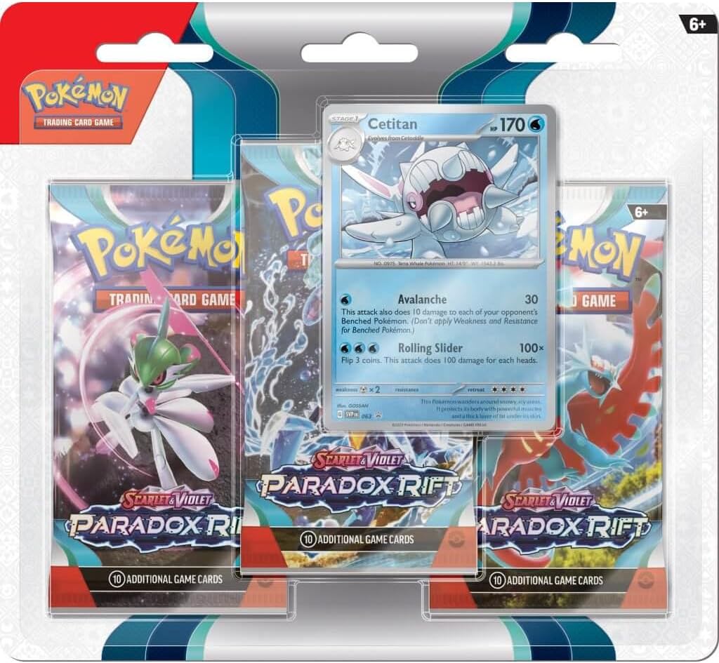 Pokemon POK85403 SV4 Scarlet and Violet Paradox Rift Booster Trading Card Game Blister (3 Pack)