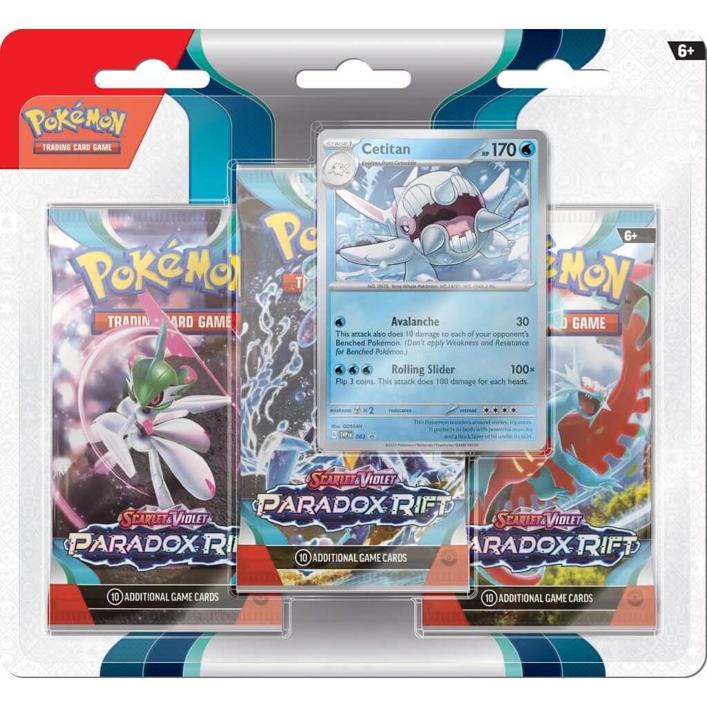 Pokemon POK85403 SV4 Scarlet and Violet Paradox Rift Booster Trading Card Game Blister (3 Pack)