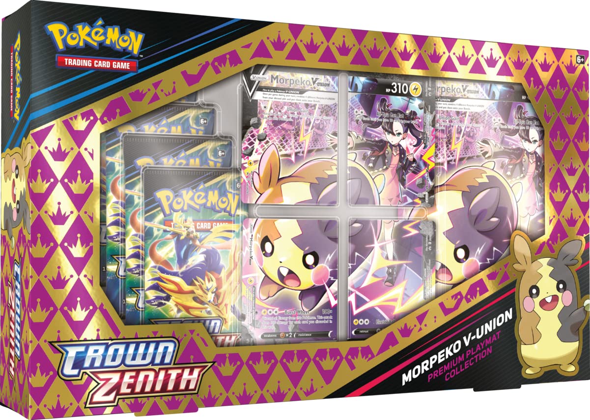 Pokemon TCG: Crown Zenith Premium Playmat Collection - Morpeko V-UNION (4 Promo Cards, 1 Oversize Card & 5 Booster Packs)