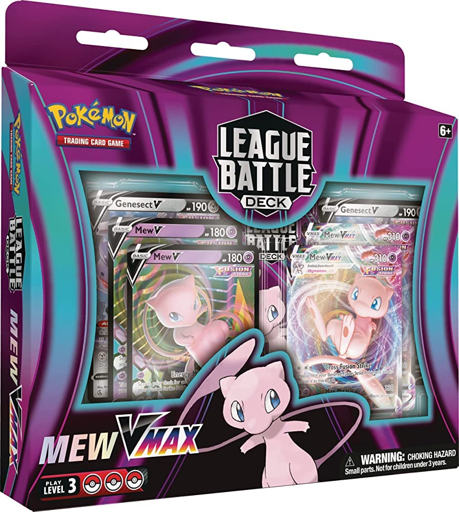 Pokemon TCG: Mew VMAX League Battle Deck (60 cards Ready to Play Deck, 4 Foil V Cards & 2 Foil VMAX Cards)