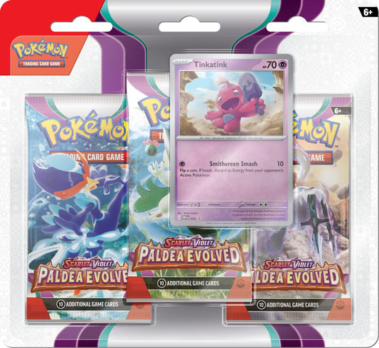 Pokemon TCG: Scarlet & Violet - Paldea Evolved Triple Pack (Tinkatink) - 3 Boosters & Foil Promo Card(Assorted)