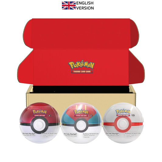 Pokémon TCG: Poké Ball Tin Bundle - Poké Ball, Lure Ball & Premier Ball (9 TCG Booster Packs, 7 Sticker Sheets)