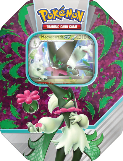 Pokemon TCG: Paldea Partners Tin  -  Meowscarada ex (1 Foil Promo Card & 4 Booster Packs)