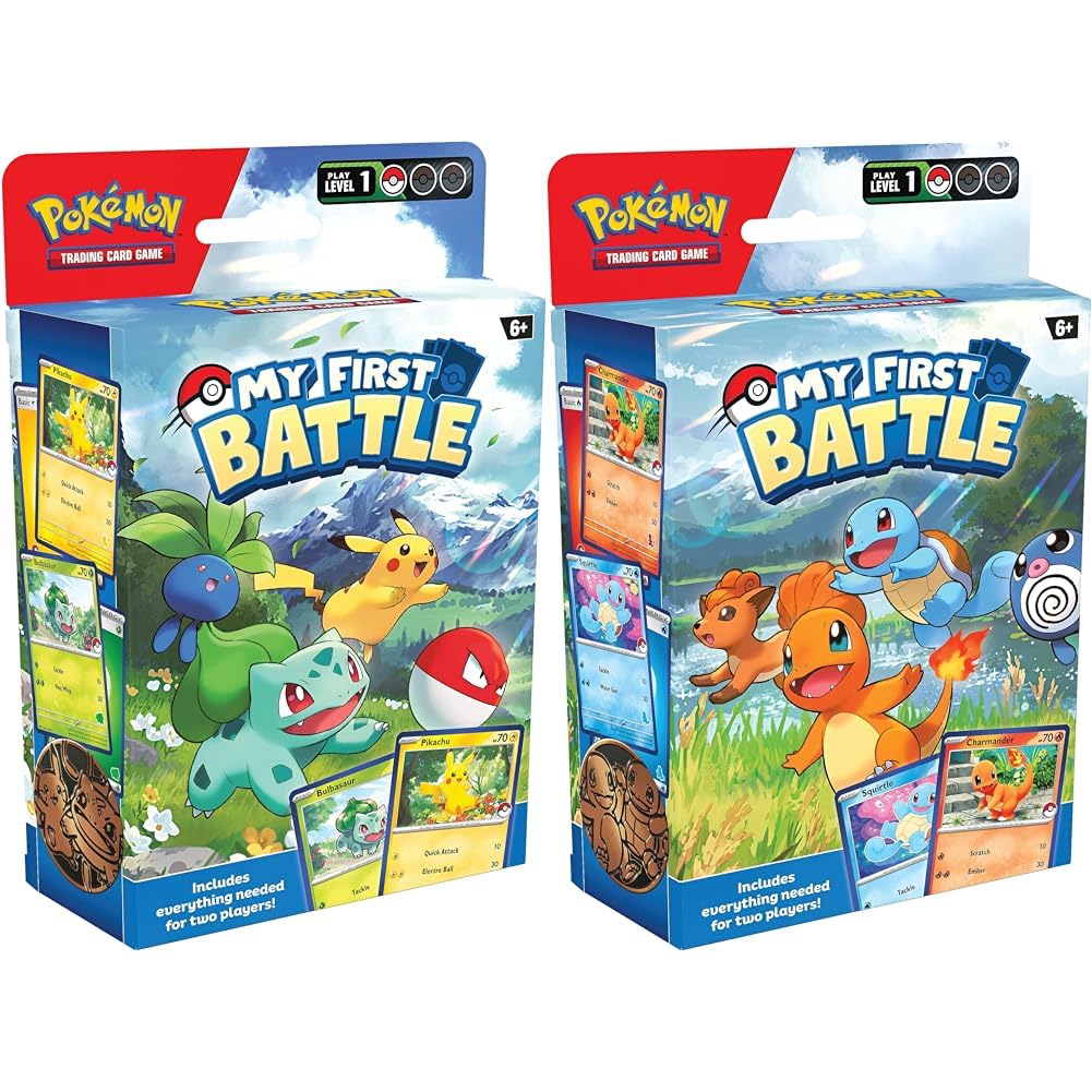 Pokemon TCG: My First Battle - Pikachu and Bulbasaur (2 ready-to-play mini decks & accessories) & TCG: My First Battle - Charmander and Squirtle (2 ready-to-play mini decks & accessories)