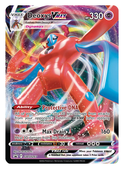 Pokémon TCG: Deoxys VMAX & VSTAR Battle Box (3 Foil Promo Cards, 1 Oversize Foil Card & 4 Booster Packs)