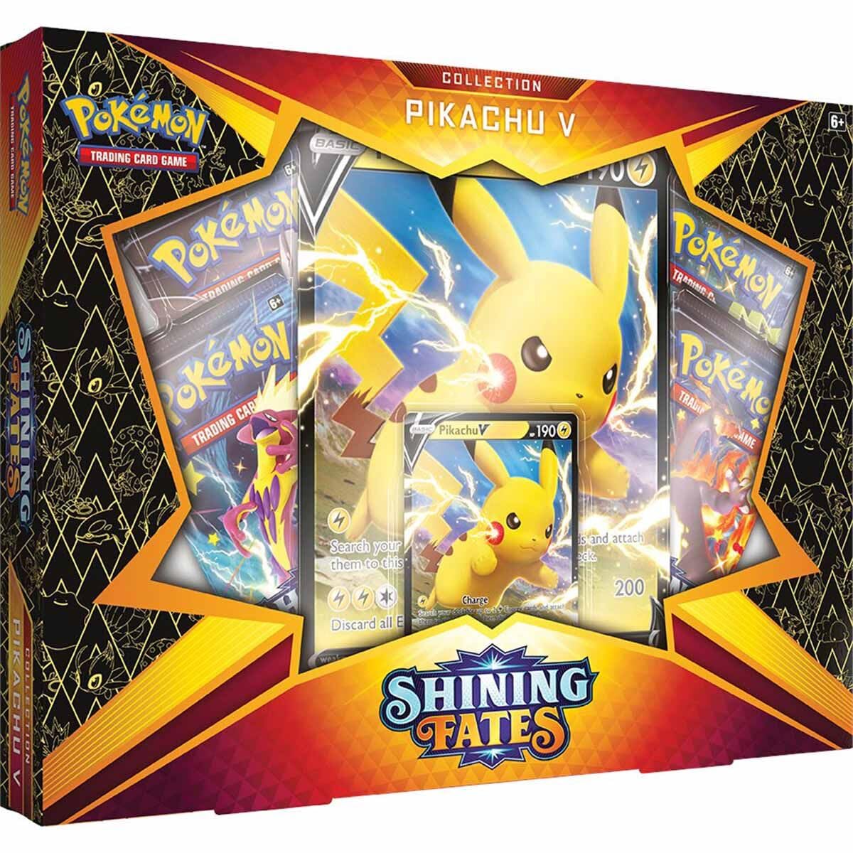 Pokemon TCG: Shining Fates Collection - Pikachu V (1 Foil Promo Card, 1 Foil Oversize Card & 4 Booster Packs)