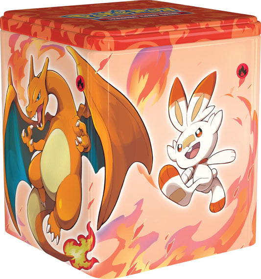 TCG: Fire Stacking Tin - Charizard (3 Booster Packs & Coin)