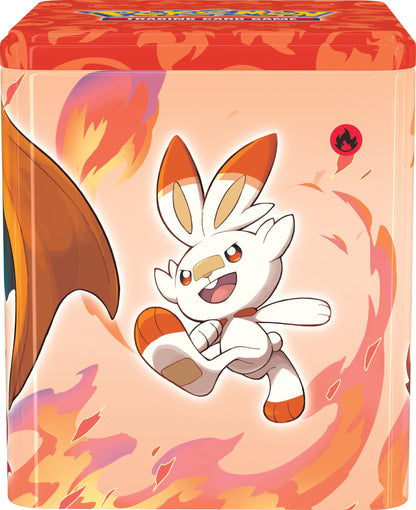 TCG: Fire Stacking Tin - Charizard (3 Booster Packs & Coin)