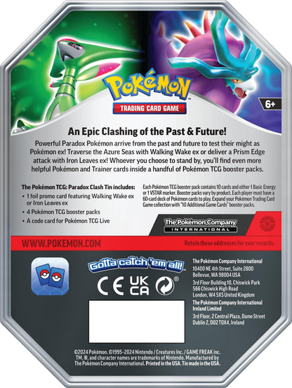 TCG: Paradox Clash Tin - Walking Wake ex (1 Foil Promo Card & 4 PokŽmon TCG Booster Packs)