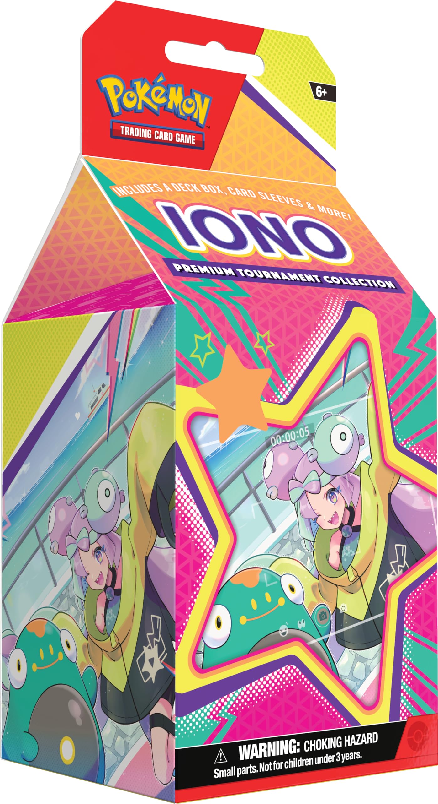 Pokemon TCG: Iono Premium Tournament Collection (1 Full-Art Foil Card, 3 Foil Cards & 6 Boosters)