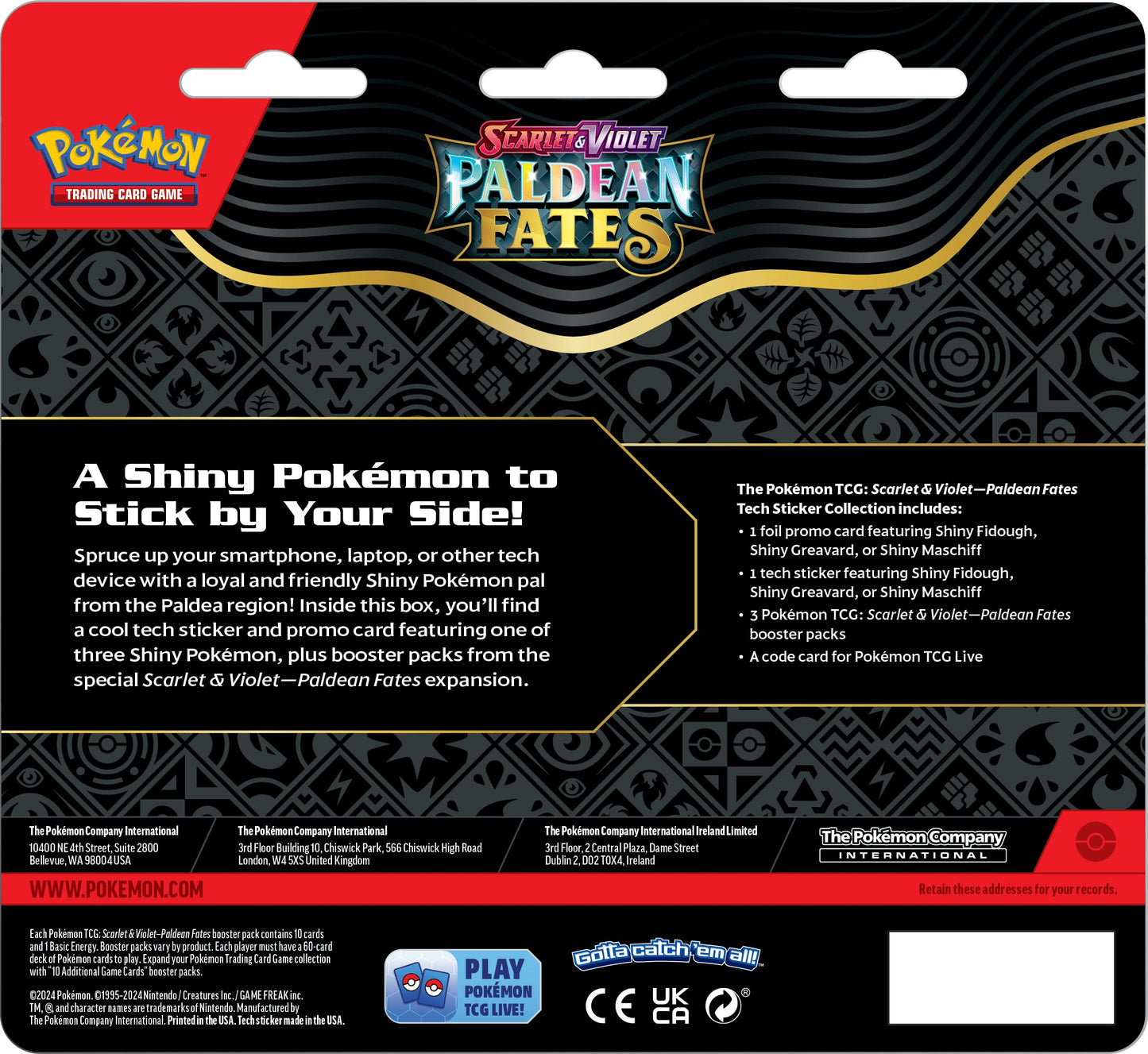 TCG: Scarlet & Violet - Paldean Fates Tech Sticker Collection - Greavard (1 Foil Promo Card & 3 Booster Packs)