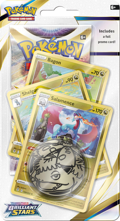 Pokemon | Pokemon TCG: Sword & Shield 9 Brilliant Stars Premium Checklane Blister Display | Card Game | Ages 6+ | 2 Players | 10 Minutes Playing Time